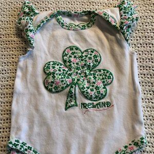 Girls 0-6 months Ireland Embroidered Romper Outfit Onesie